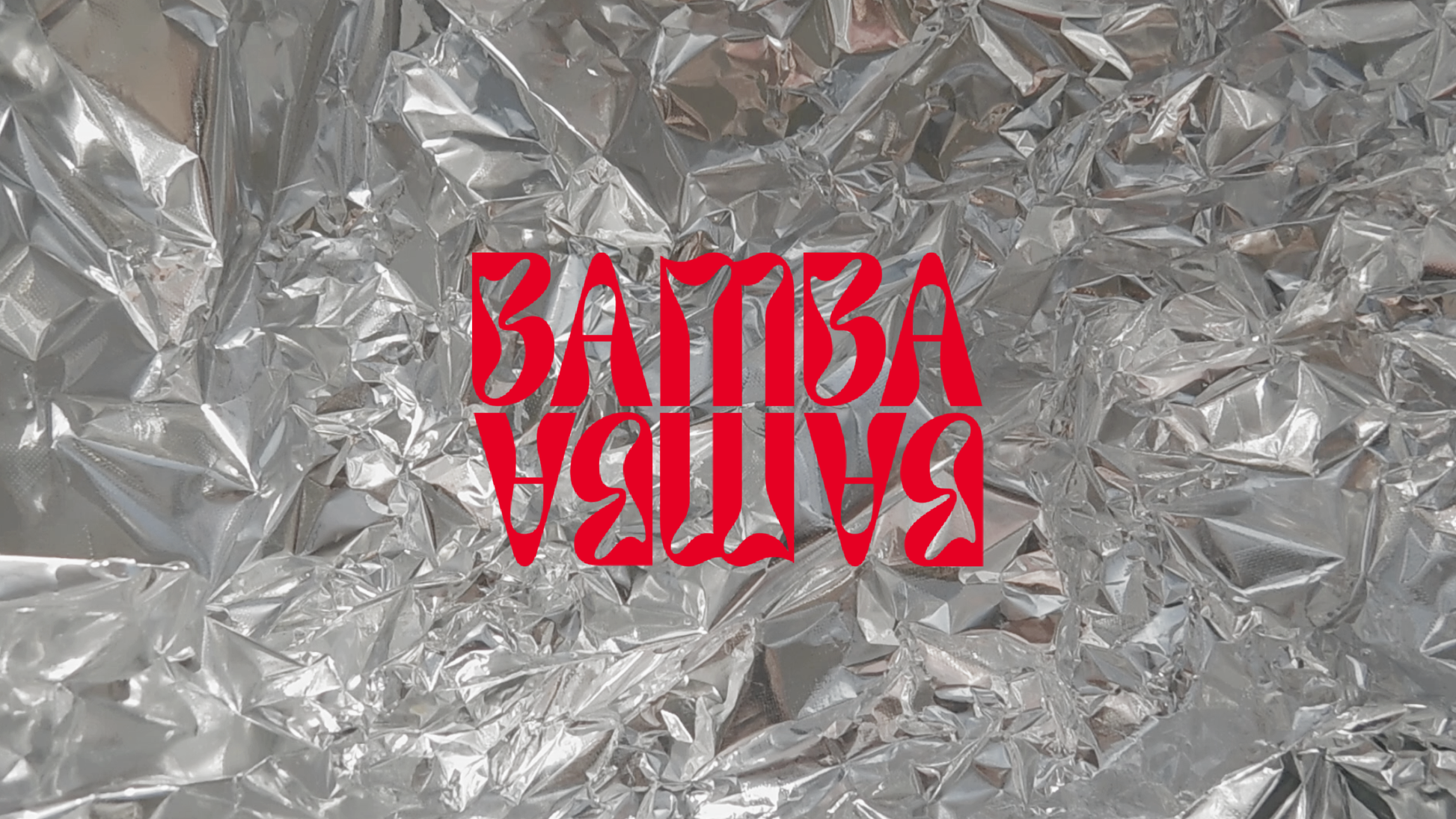 Bamba Bamba Collective logo overlayed on a silver foil video and water